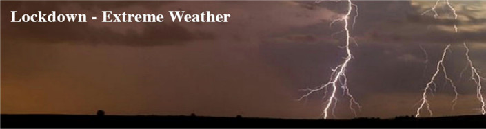 Lockdown - Extreme Weather. Strikes of lightning over field. 